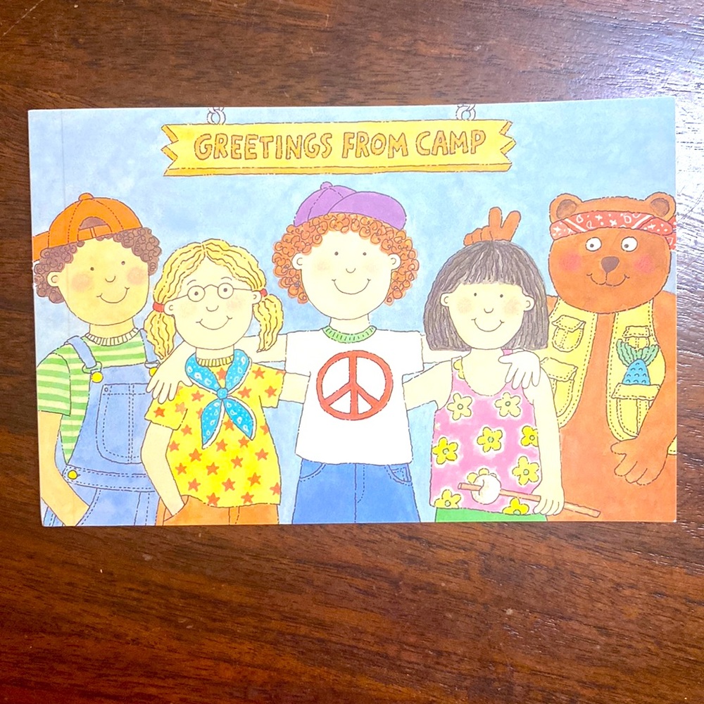 CR Gibson Greetings from Camp postcard book with stickers